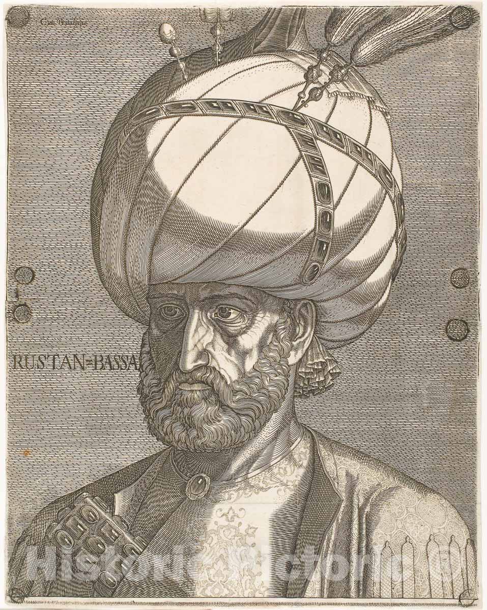Art Print : Ismael, The Persian Ambassador of Techmas, King of Persia, Melchior Lorichs, c.1536, Vintage Wall Decor :