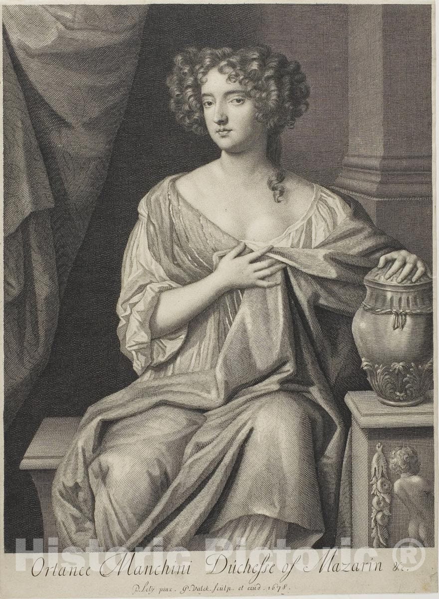 Art Print : Ortensia Mancini, Duchess of Mazarin, Gerard Valck, c.1543, Vintage Wall Decor :