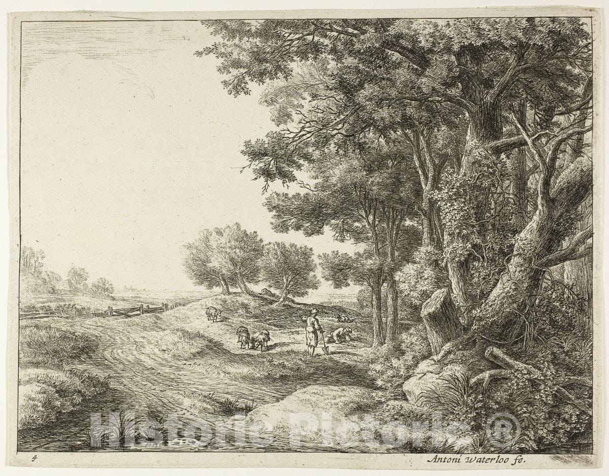 Art Print : Peasant with a Shovel, Anthonie Waterloo, c 1903, Vintage Wall Decor :