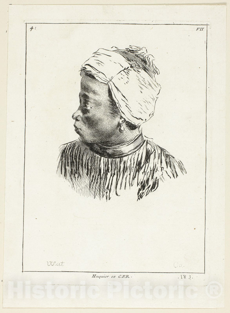 Art Print : Head of Negro (profile), Anne Claude Philippe Caylus, c.1622, Vintage Wall Decor :
