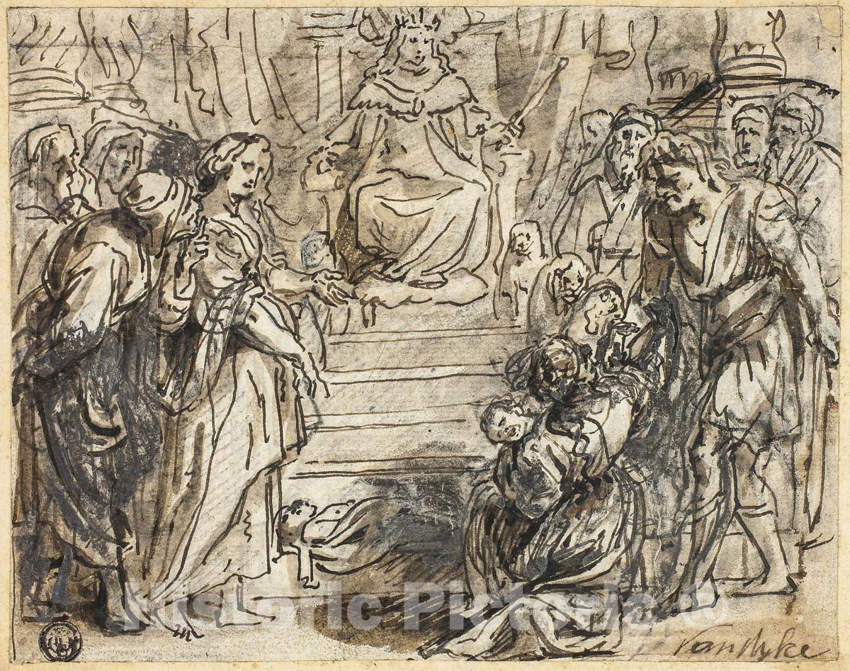 Art Print : Judgement of Solomon, Abraham Jansz. Van Diepenbeeck, c.1662, Vintage Wall Decor :