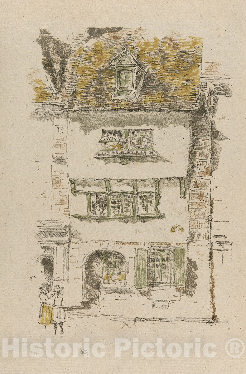 Art Print : Yellow House, Lannion, James McNeill Whistler, c 1973, Vintage Wall Decor :