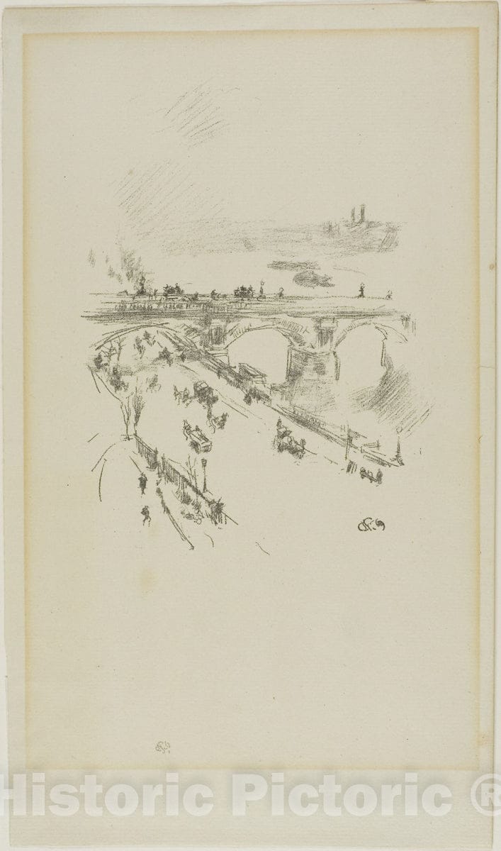 Art Print : Waterloo Bridge, James McNeill Whistler, c 1896, Vintage Wall Decor :