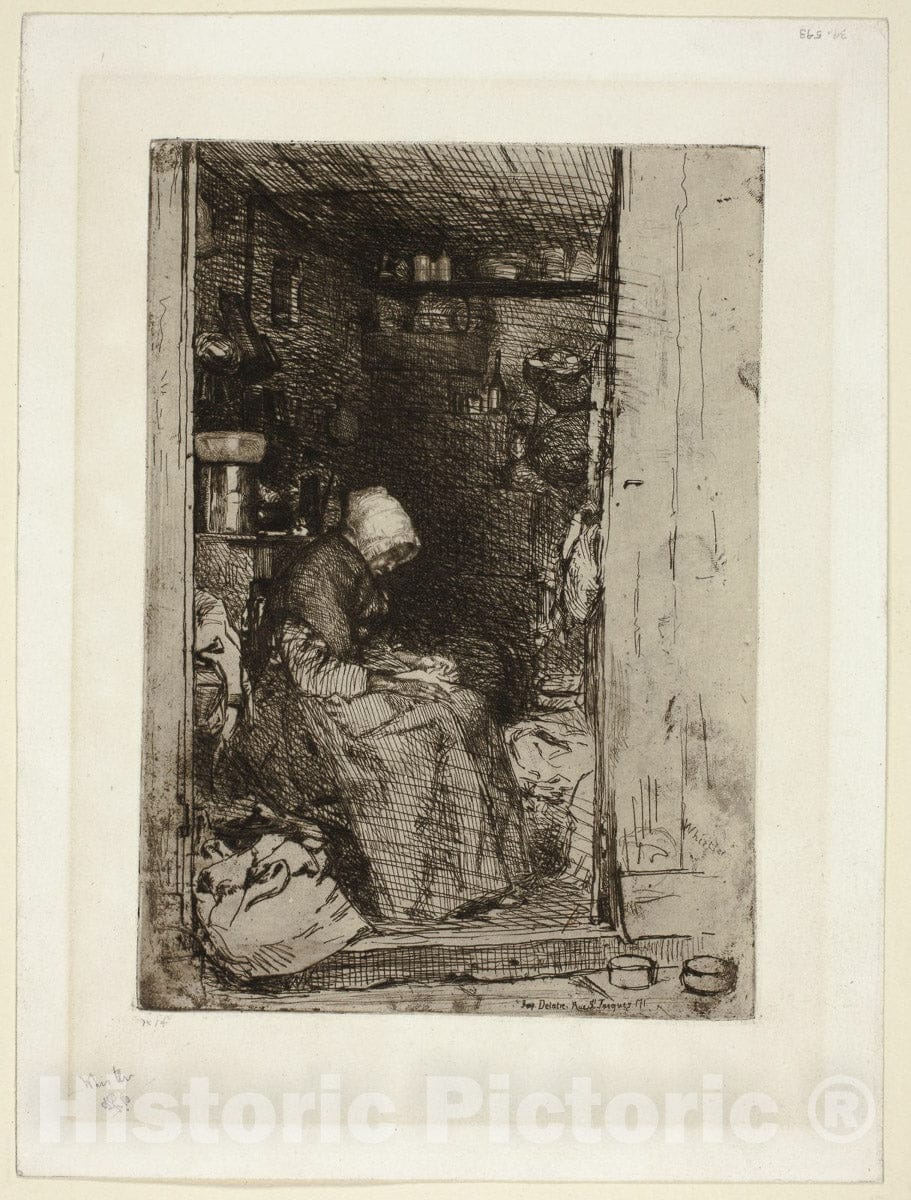 Art Print : La Vieille aux Loques (The Old Woman with Rags), James McNeill Whistler, c 1887, Vintage Wall Decor :
