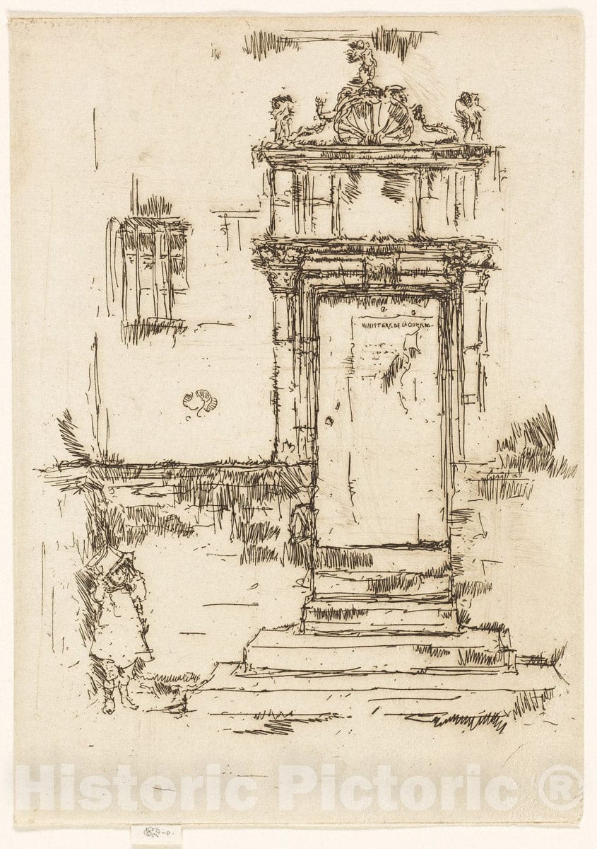 Art Print : The Door of the Chapel, Montresor, James McNeill Whistler, c.1935, Vintage Wall Decor :