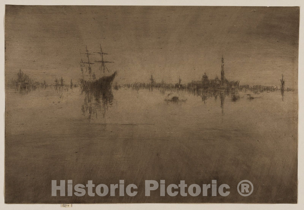 Art Print : Nocturne, from Venice, a Series of Twelve Etchings (the "First Venice Set"), James McNeill Whistler, c 1902, Vintage Wall Decor :