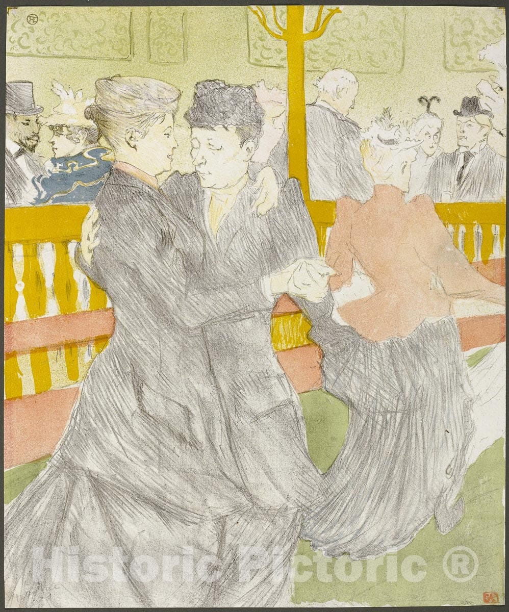 Art Print : Dance at the Moulin Rouge, Henri de Toulouse-Lautrec, c 1969, Vintage Wall Decor :