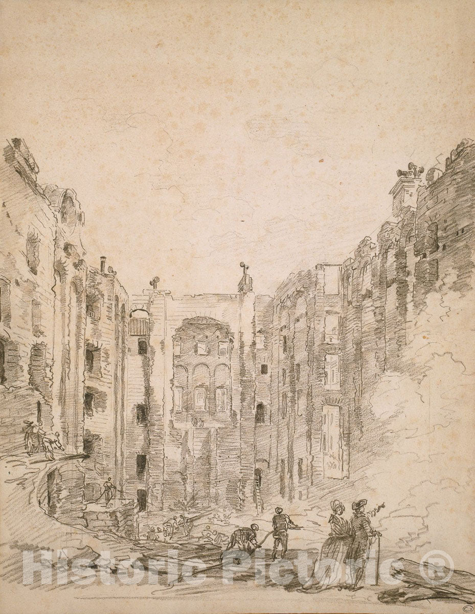 Art Print : Ruins of the Opera After the Fire of 1781, Hubert Robert, c 1968, Vintage Wall Decor :