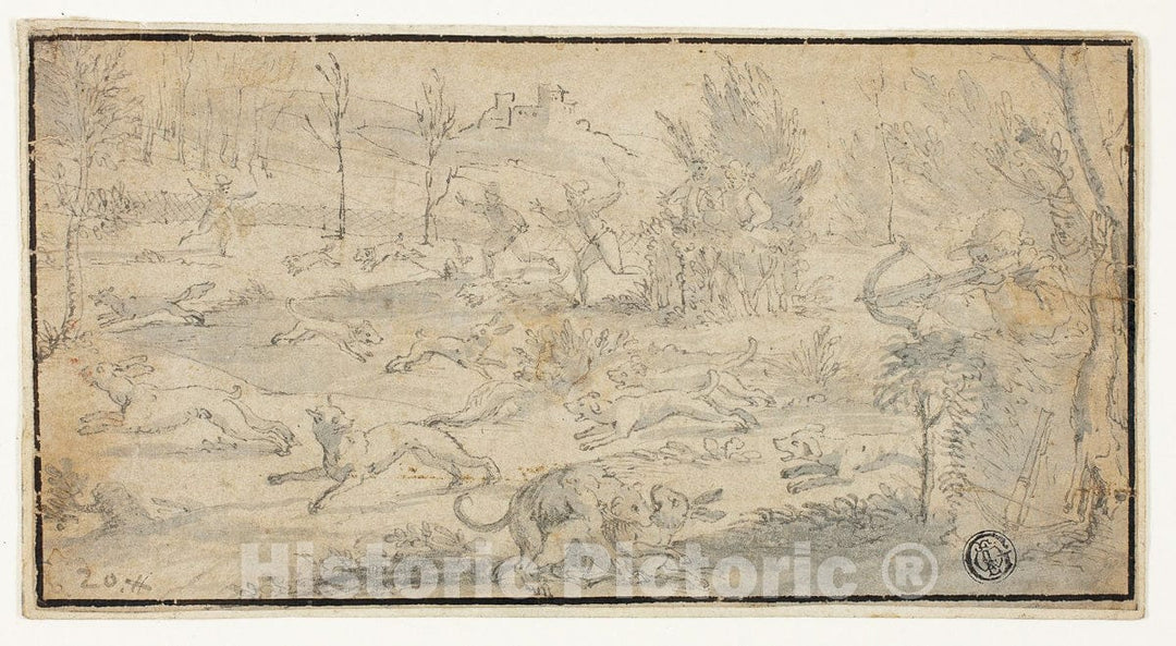 Art Print : Hunting Scene, Jacob ZÃ¼berlein, c.1784, Vintage Wall Decor :