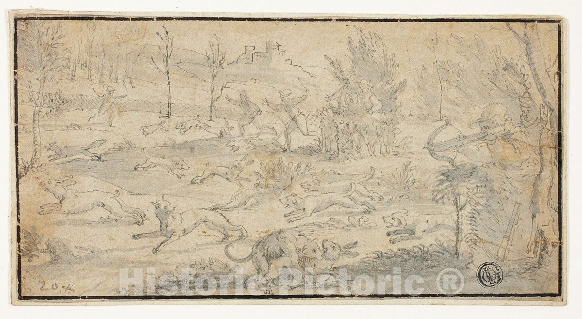 Art Print : Hunting Scene, Jacob ZÃ¼berlein, c.1784, Vintage Wall Decor :