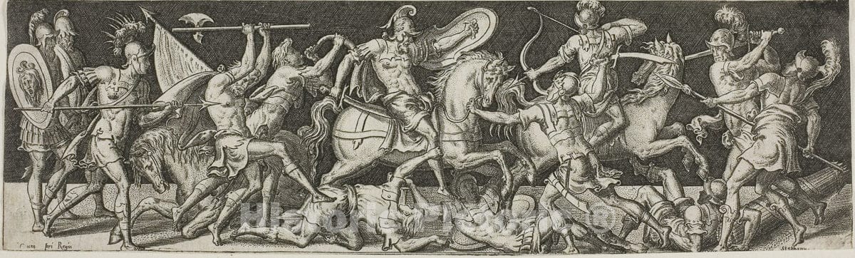 Art Print : Cavalry and Footsoldiers, etienne Delaune, c.1465, Vintage Wall Decor :