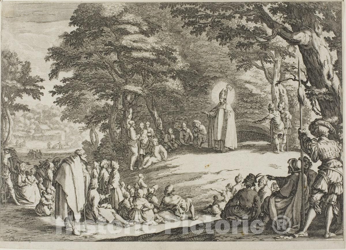 Art Print : Saint Nicholas Preaching, Jacques Callot, c.1903, Vintage Wall Decor :