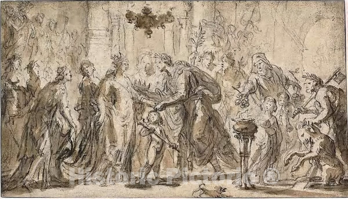 Art Print : The Marriage of Zenobia and Odenatus, Justus Van Egmont, c.1590, Vintage Wall Decor :