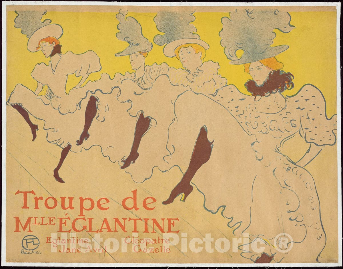 Art Print : Mademoiselle Eglantines Troupe, Henri de Toulouse-Lautrec, c 1961, Vintage Wall Decor :