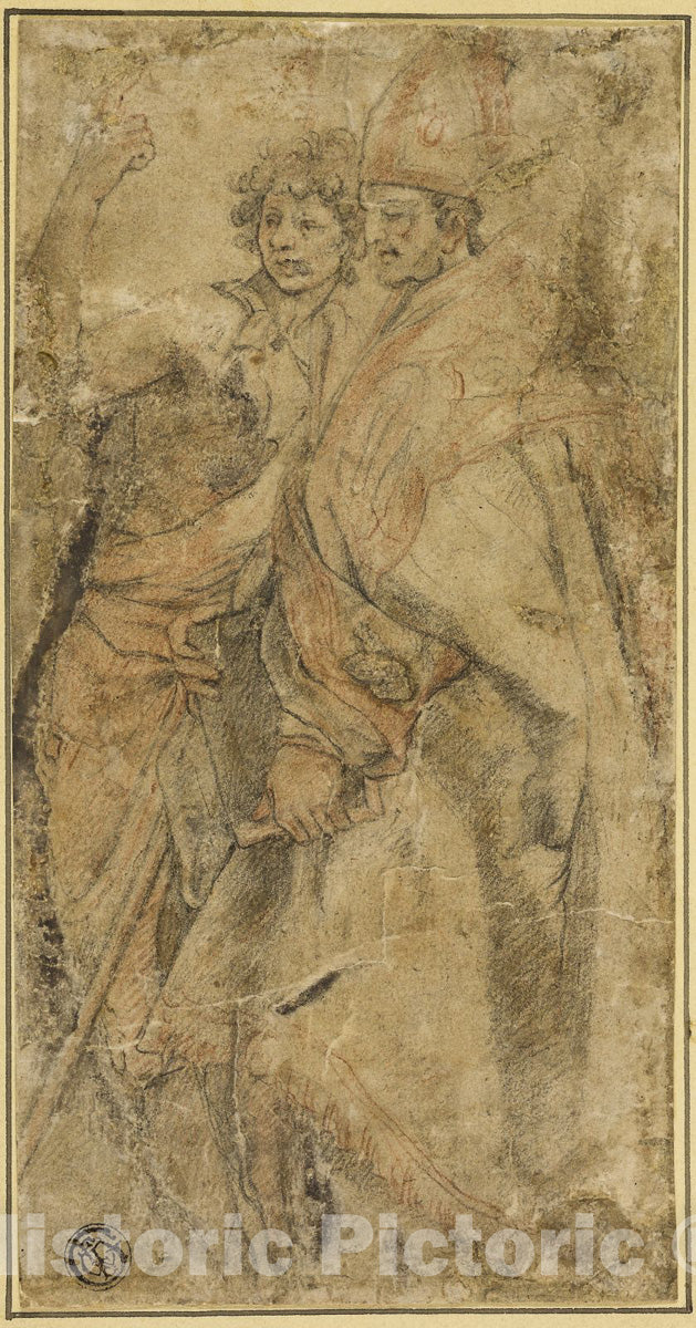 Art Print : Saint John the Baptist and San Bernardo degli Uberti, Andrea del Sarto, c 1942, Vintage Wall Decor :