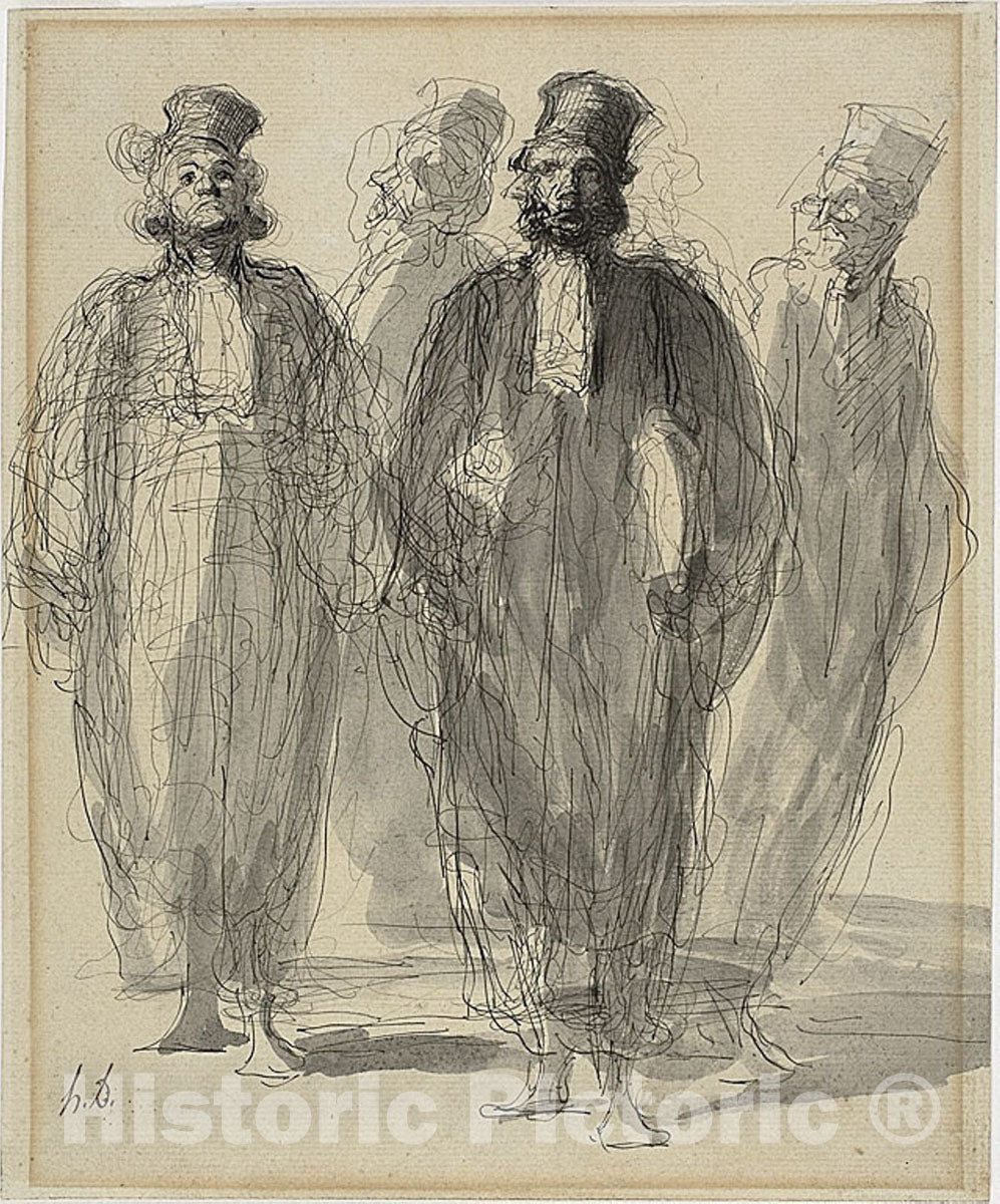 Art Print : Four Lawyers, Honore Victorin Daumier, c 1896, Vintage Wall Decor :