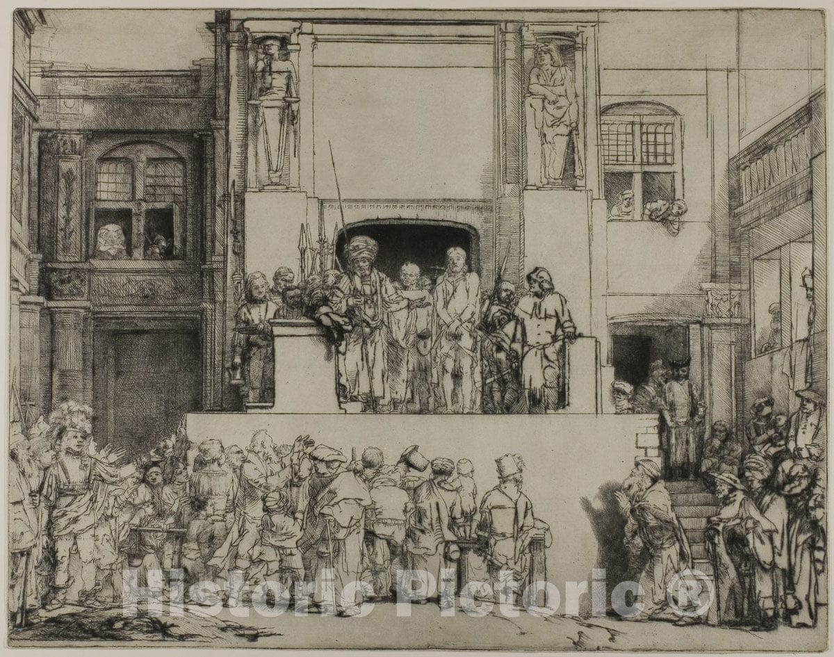 Art Print : Christ Presented to the People: Oblong Plate, Rembrandt Harmenszoon Van Rijn, c 1914, Vintage Wall Decor :