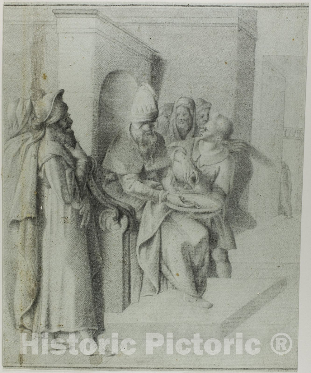 Art Print : Pilate Washing his Hands, with Christ Being Led Away: Left Portion, Giovanni da Bologna, c.1862, Vintage Wall Decor :