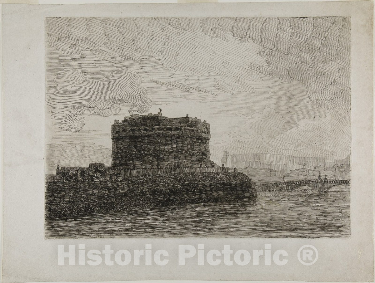 Art Print : Castel SantAngelo, Alexander Cozens, c 1967, Vintage Wall Decor :