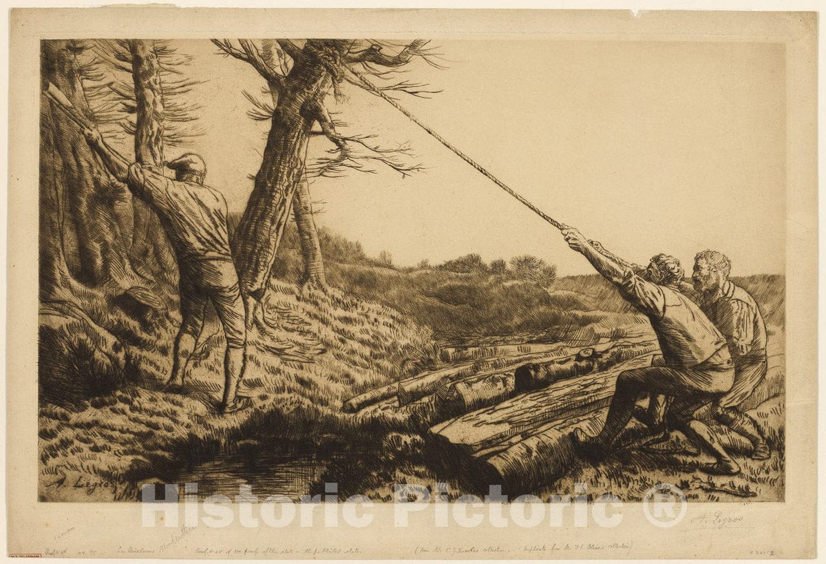 Art Print : The LumberJacks, second plate, Alphonse Legros, c 1859, Vintage Wall Decor :