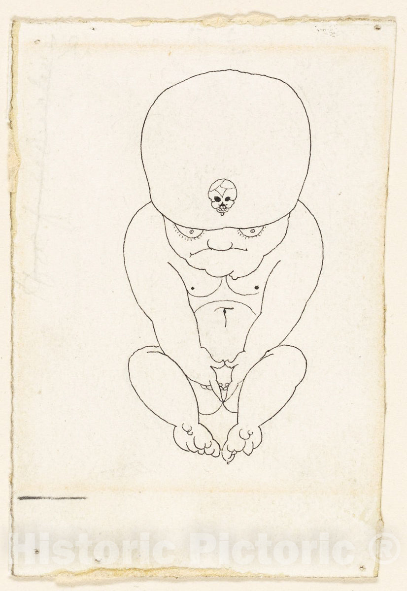 Art Print : Crouching Midget, Aubrey Vincent Beardsley, c.1866, Vintage Wall Decor :