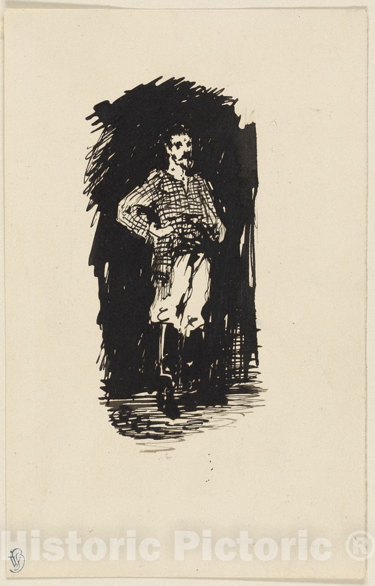 Art Print : Man in Plaid Shirt, James McNeill Whistler, c.1766, Vintage Wall Decor :