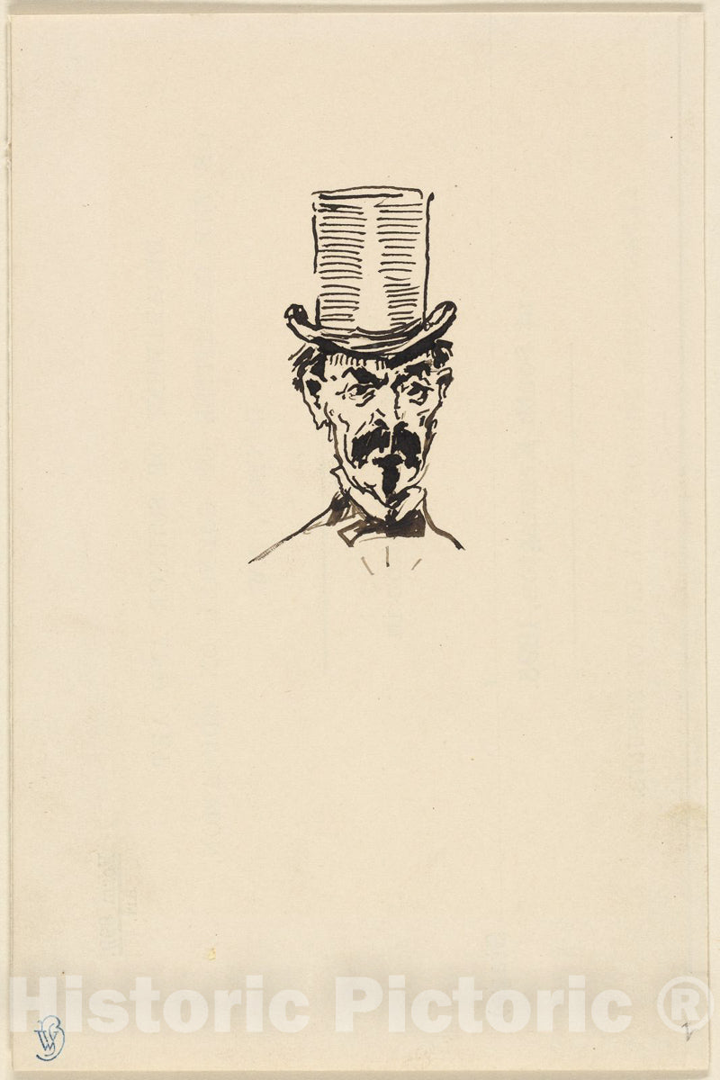 Art Print : Man in a Top Hat, James McNeill Whistler, c.1765, Vintage Wall Decor :