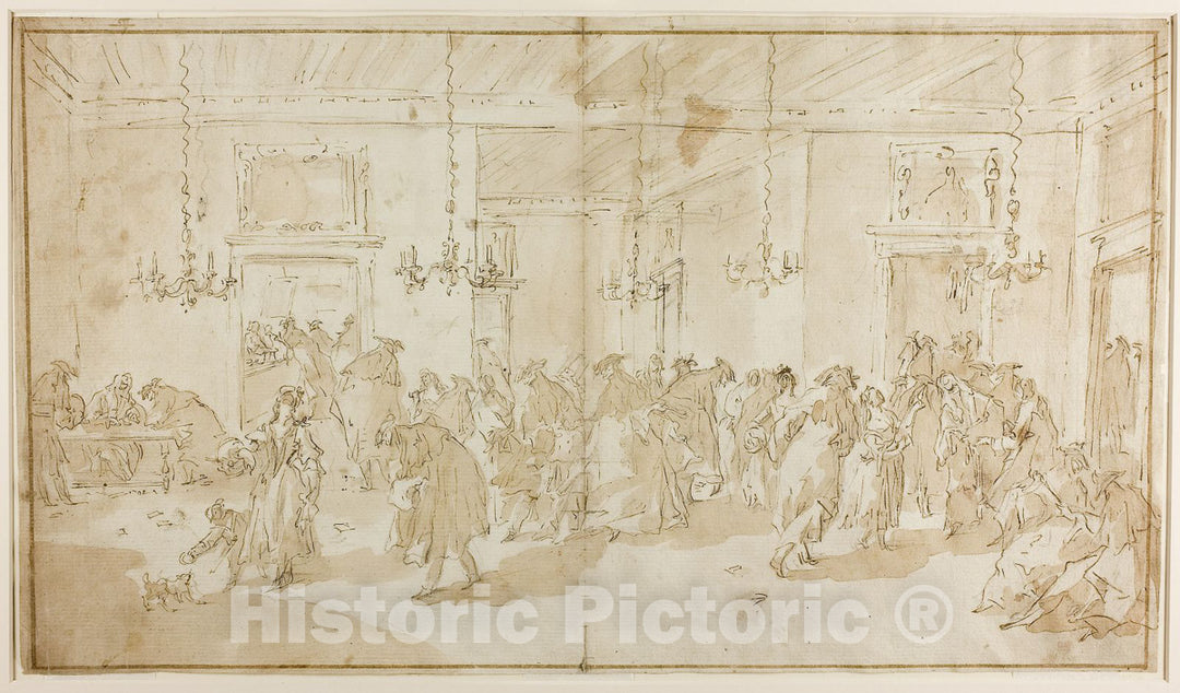 Art Print : Il Ridotto, Giovanni Antonio Guardi, c.1599, Vintage Wall Decor :
