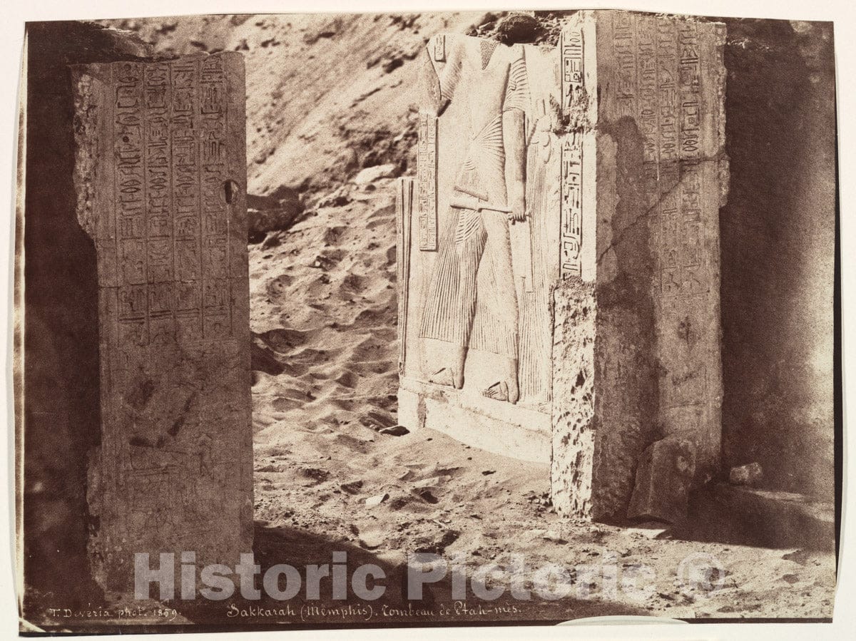 Photo Print : Théodule Deveria - Tomb of Ptahmose, Saqqara (Memphis) : Vintage Wall Art
