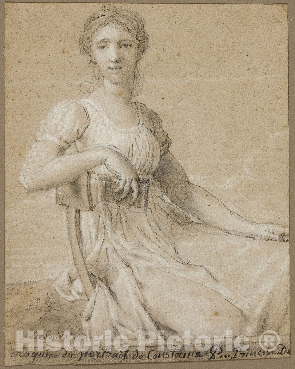 Art Print : Sketch of the Portrait of Constance Pipelet (recto); Head of a Woman (verso), Jean Baptiste FranÃ§ois Desoria, c.1701, Vintage Wall Decor :