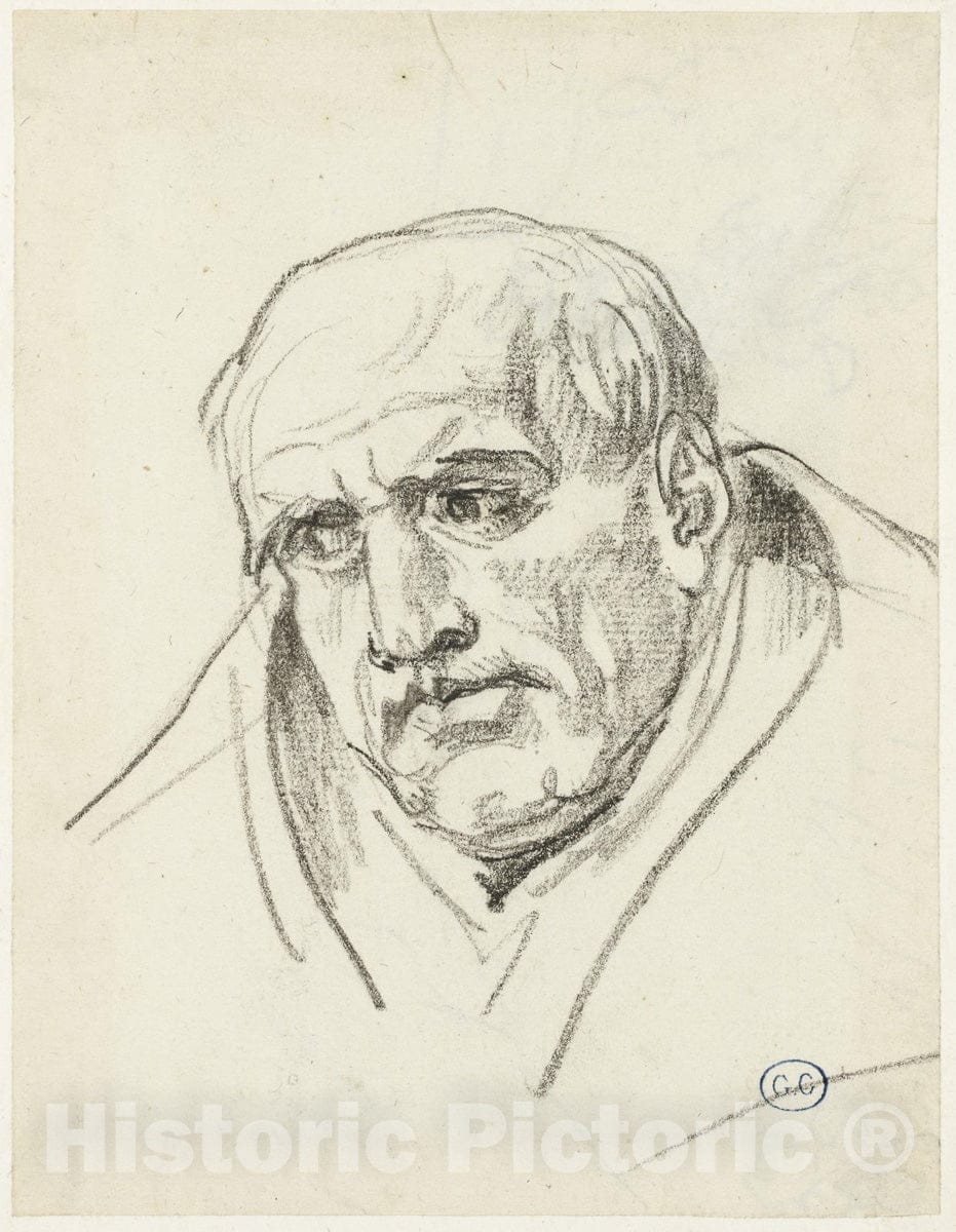 Art Print : Bust of an Older Man, Jacques Louis David, c 1937, Vintage Wall Decor :