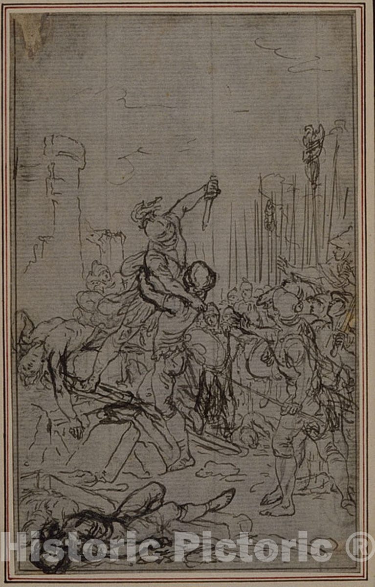Art Print : Study for Lucains "La Pharsale", Canto VI, Hubert FranÃ§ois Gravelot, c.1954, Vintage Wall Decor :