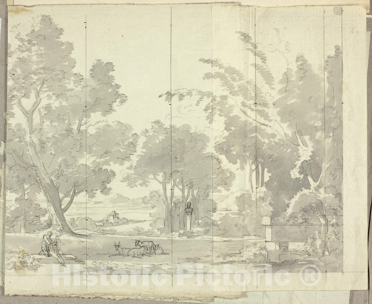 Art Print : Fantasy Landscape with Ruins and Figures, Pierre Antoine Mongin, c 1600, Vintage Wall Decor :