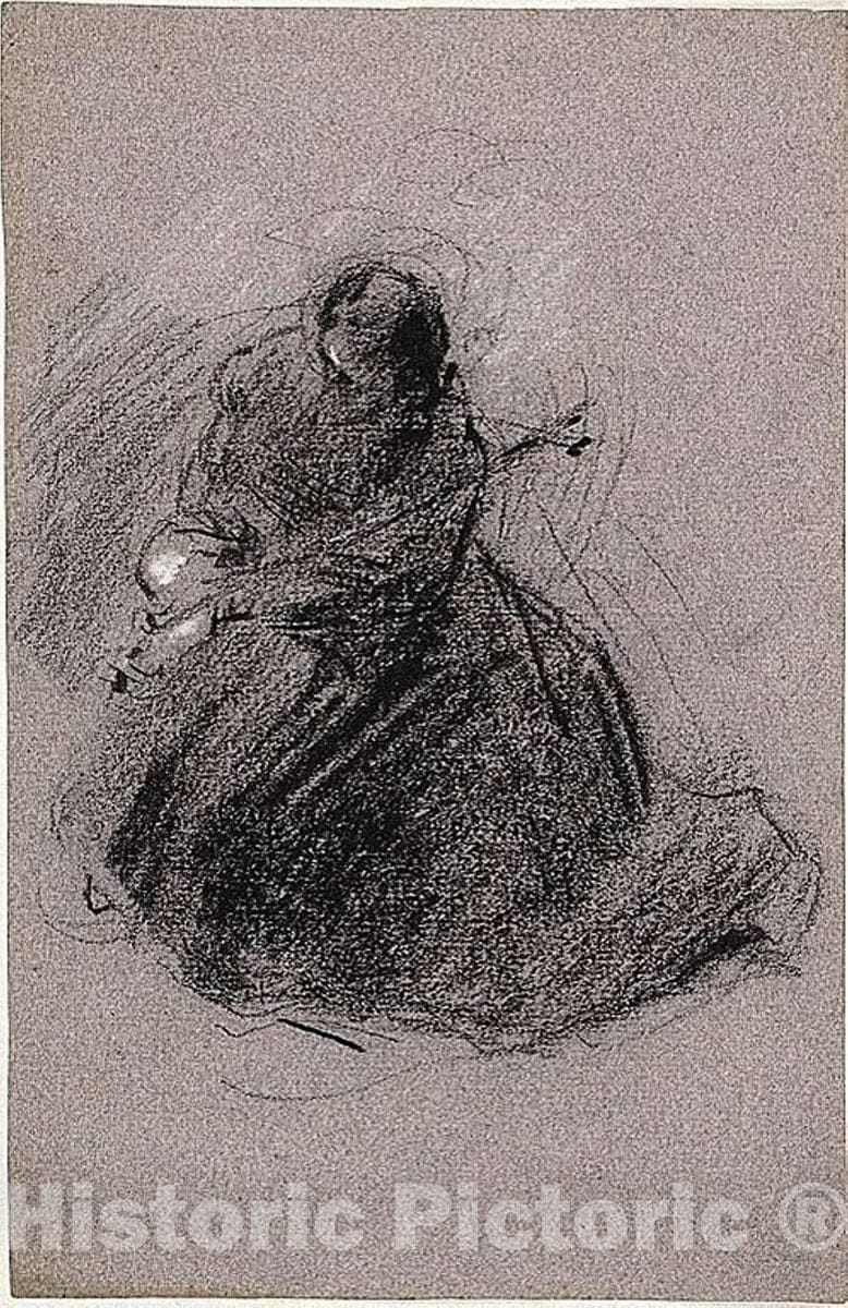Art Print : Saint Francis (recto); Two Figures (verso), Jean Baptiste Carpeaux, c 1881, Vintage Wall Decor :