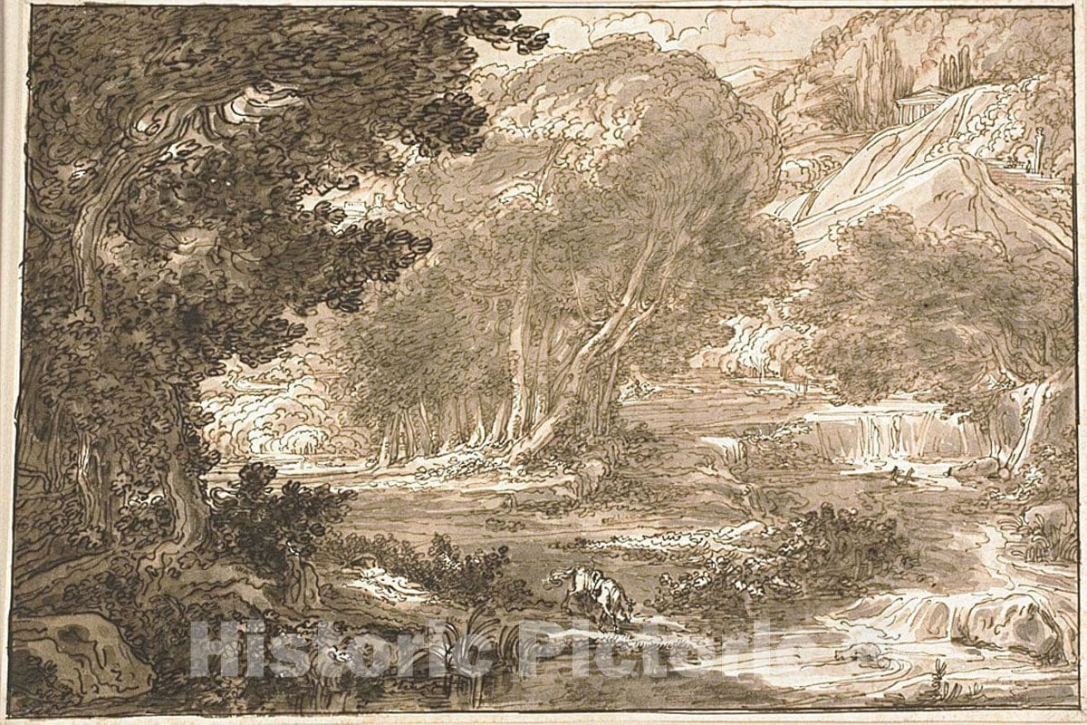 Art Print : Angelica Resting Under a Tree, from Orlando Furioso, Felice Giani, c.1569, Vintage Wall Decor :