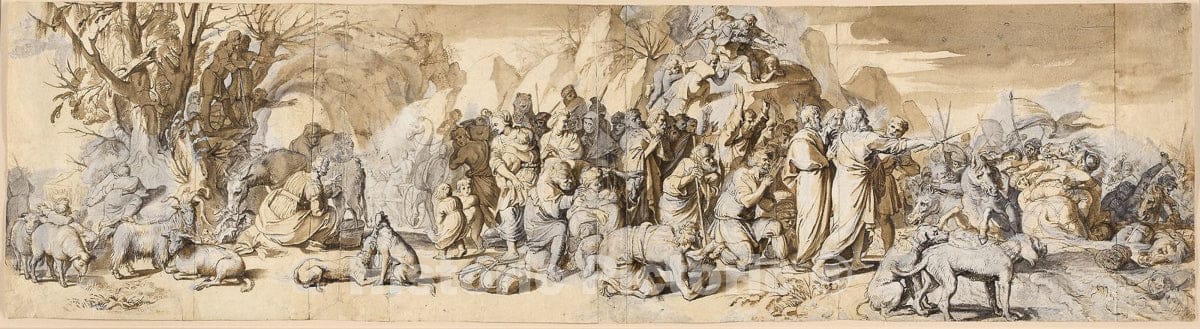 Art Print : The Drowning of Pharaohs Army, Martin Pepijn, c.1558, Vintage Wall Decor :