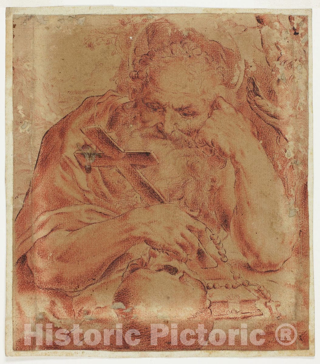 Art Print : Saint Jerome, Agostino Carracci, c.1568, Vintage Wall Decor :