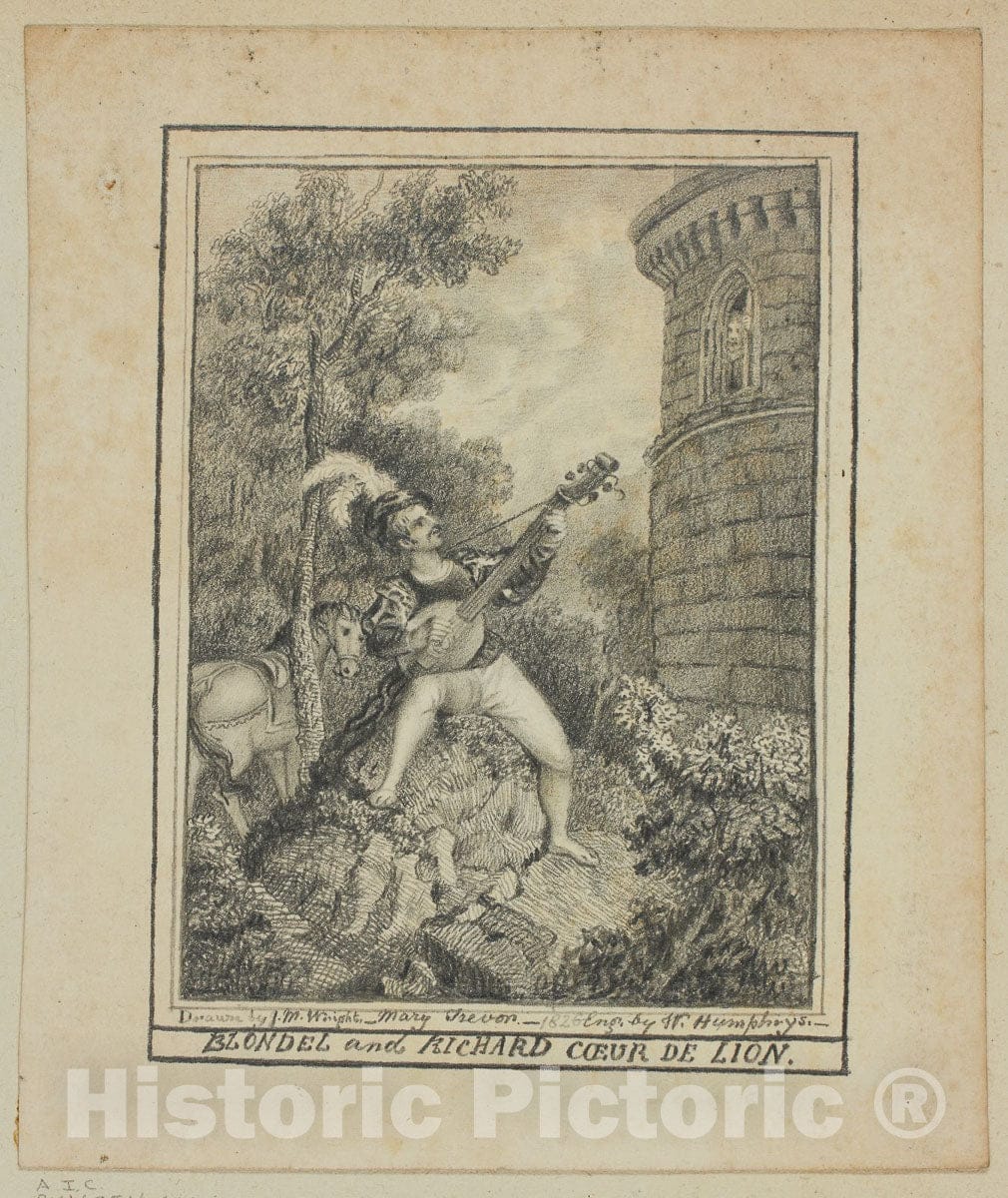 Art Print : Blondel and Richard Coeur de Lion, Mary Trevor, c 1814, Vintage Wall Decor :