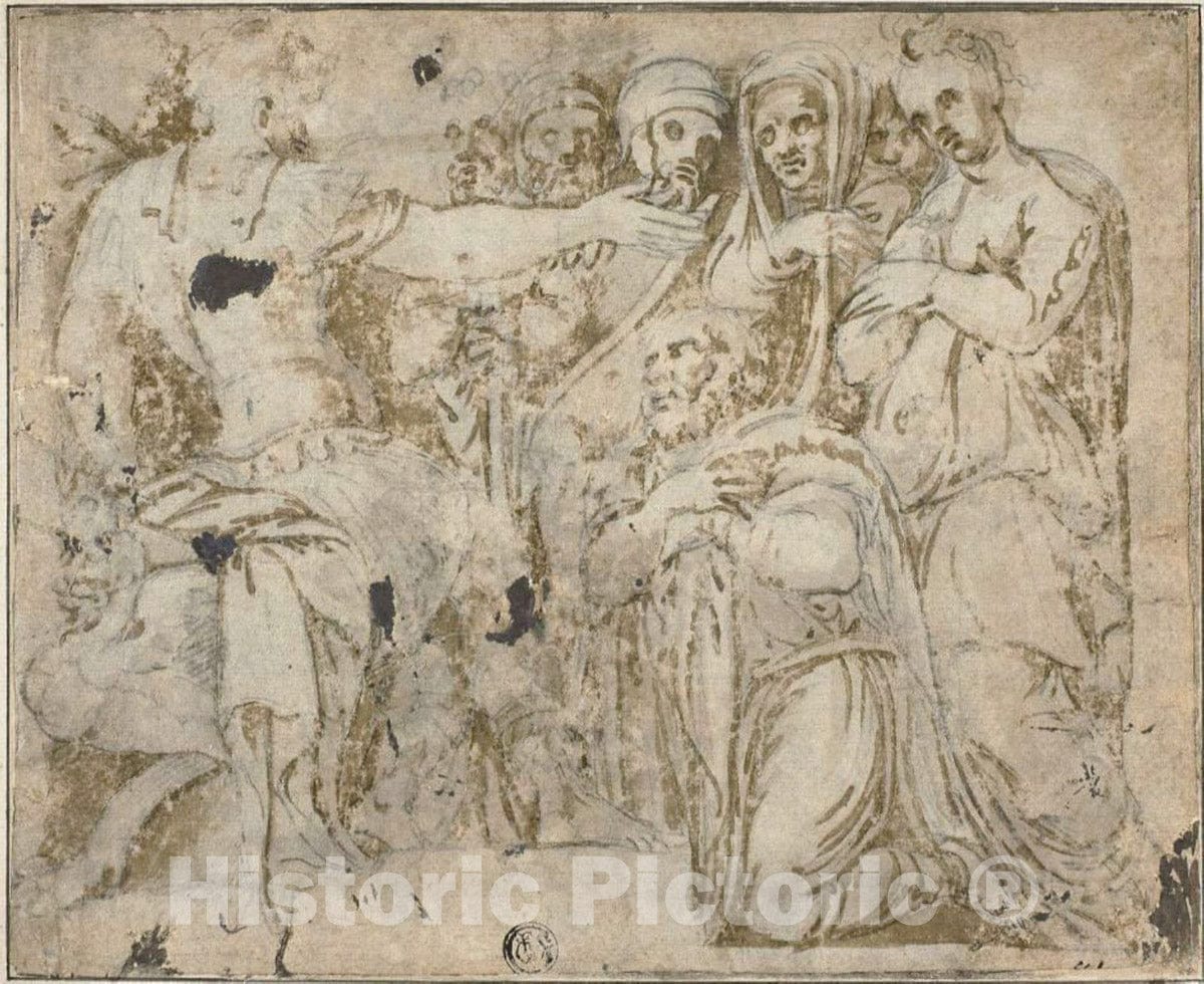 Art Print : Family of Darius before Alexander, Polidoro da Caravaggio, c.1649, Vintage Wall Decor :
