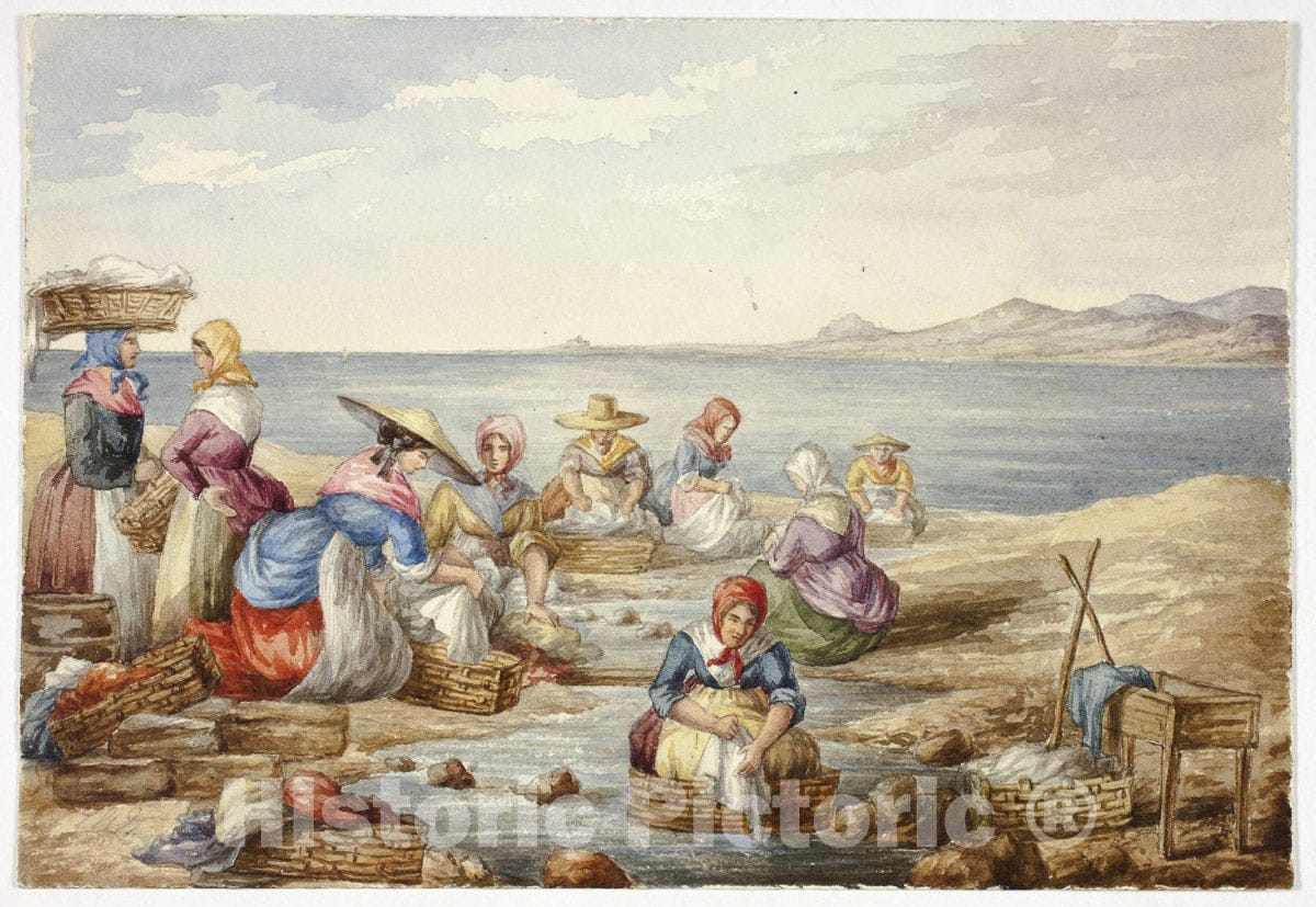 Art Print : Washerwoman at Nice, Elizabeth Murray, c 1979, Vintage Wall Decor :