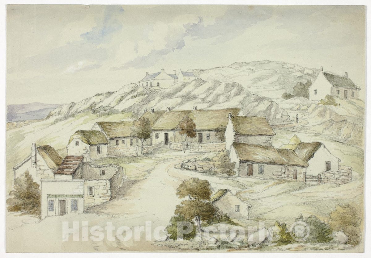 Art Print : Kilkenny Village from the Rocks, Elizabeth Murray, c.1946, Vintage Wall Decor :