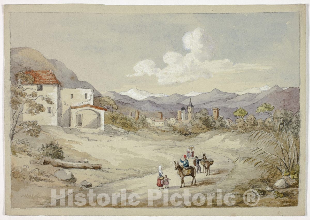 Art Print : Albenga on the Corniche (Costal) Road, Elizabeth Murray, c.1970, Vintage Wall Decor :
