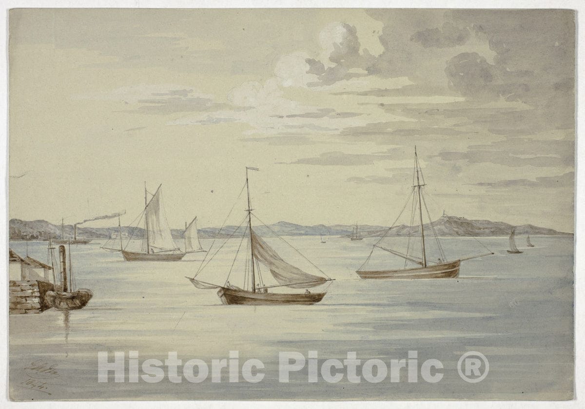 Art Print : View Inchkeith and the Firth of Forth Islands from Granton, Elizabeth Murray, c.1912, Vintage Wall Decor :