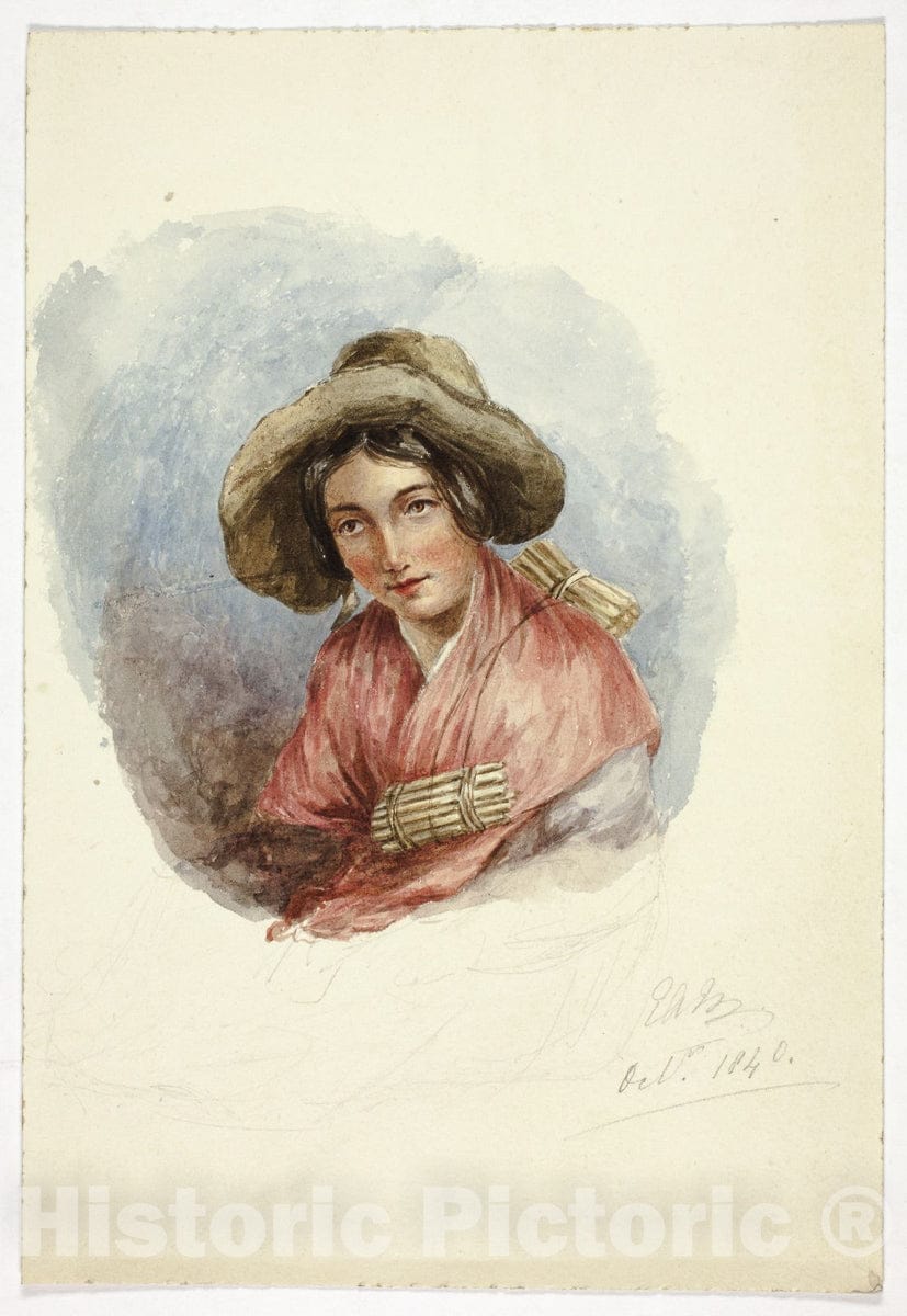 Art Print : Portrait of Peasant Woman, Elizabeth Murray, c 1983, Vintage Wall Decor :