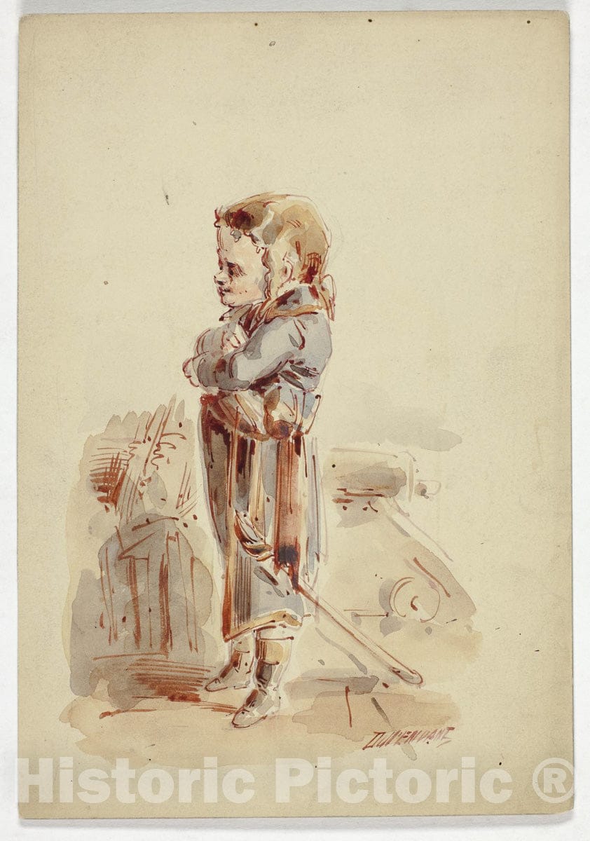 Art Print : Boy Posing as Admiral on Ship, Dupenvant Dupenvant, c 1798, Vintage Wall Decor :
