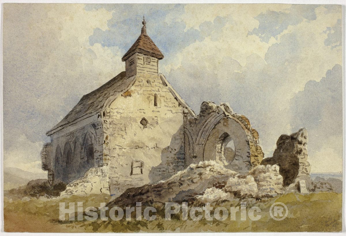 Art Print : Chapel Ruins, Charles John Hills, c 1919, Vintage Wall Decor :