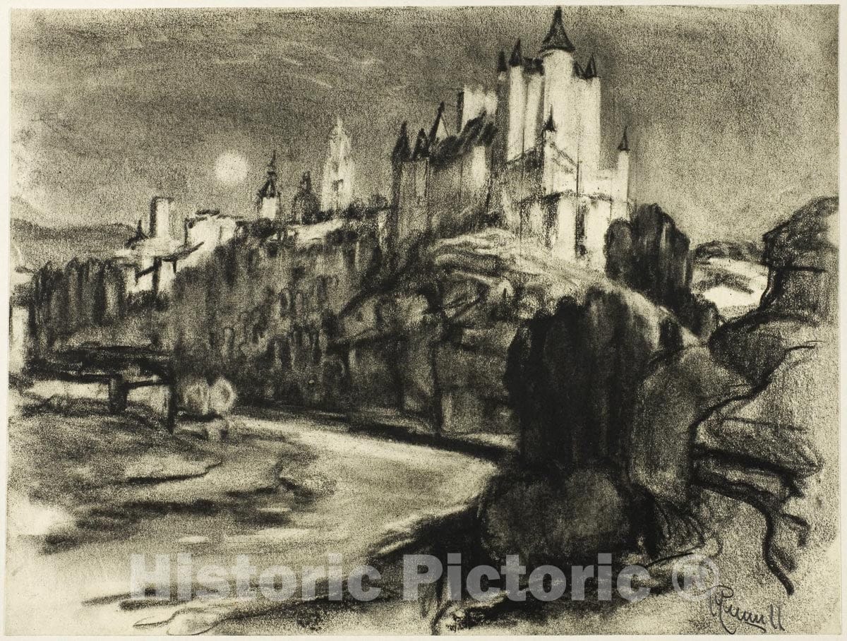 Art Print : The Alcazar, Segovia, Joseph Pennell, c 1903, Vintage Wall Decor :