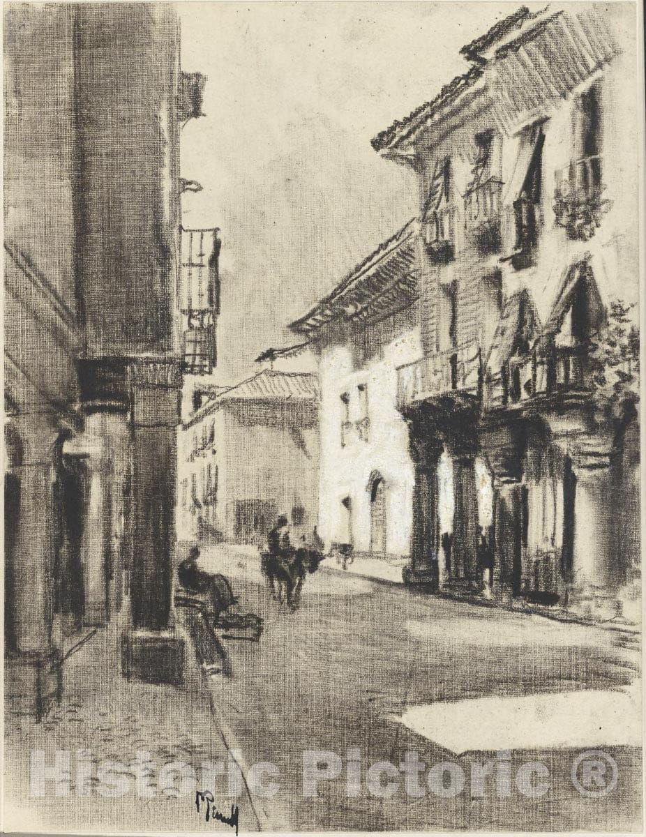 Art Print : Calle Mayor AlcalÃ¡, Joseph Pennell, c 1900, Vintage Wall Decor :