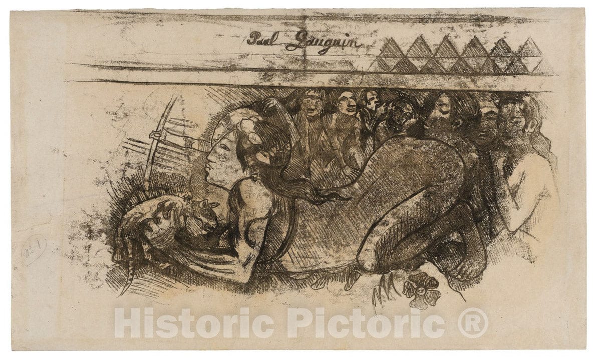 Art Print : Woman with a Cat, Paul Gauguin, c.1895, Vintage Wall Decor :