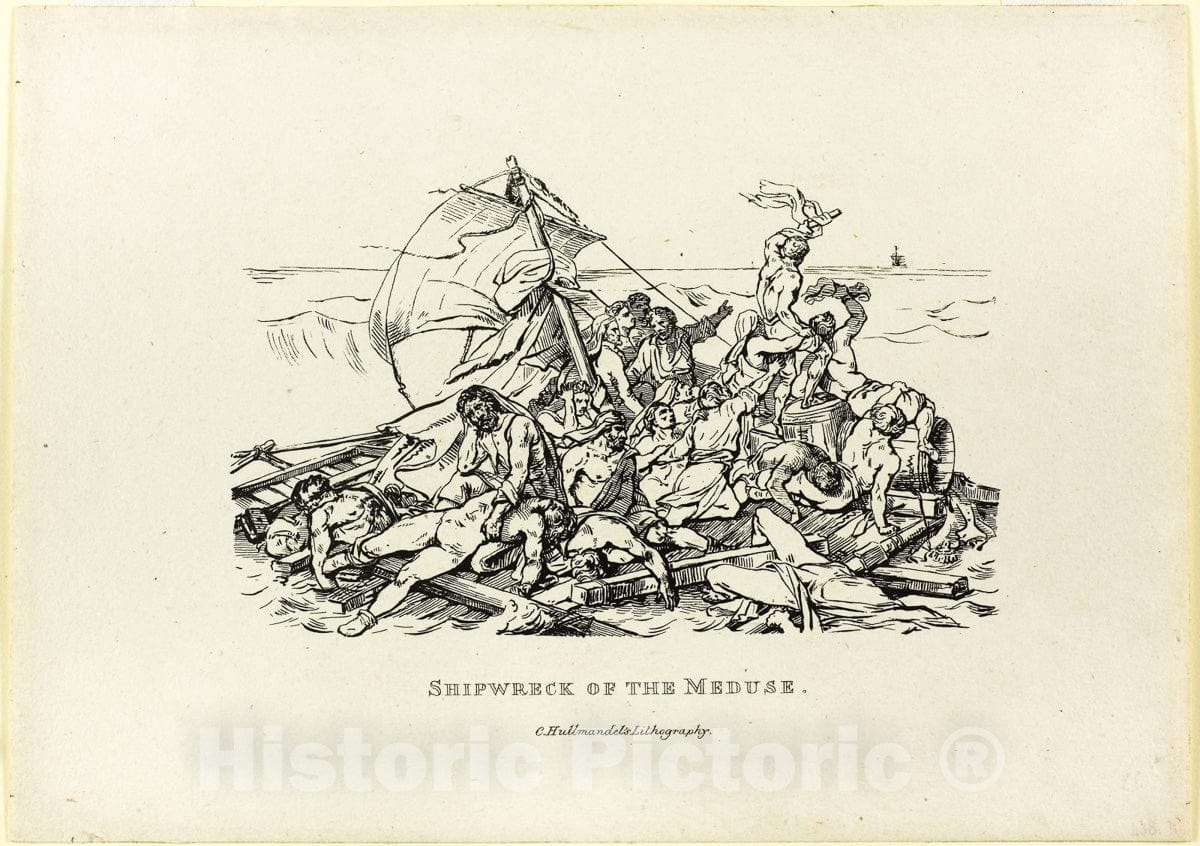 Art Print : Shipwreck of the Medusa, Jean Louis Andre Theodore Gericault , c 1912, Vintage Wall Decor :